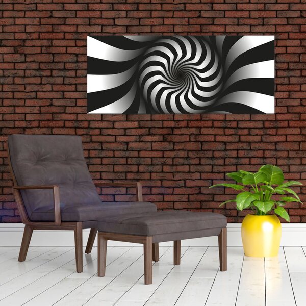 Apstraktna slika crno-bijele spirale (120x50 cm)