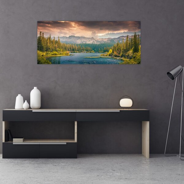 Slika planinske rijeke i planina (120x50 cm)