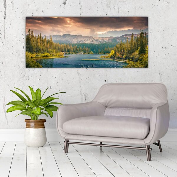 Slika planinske rijeke i planina (120x50 cm)