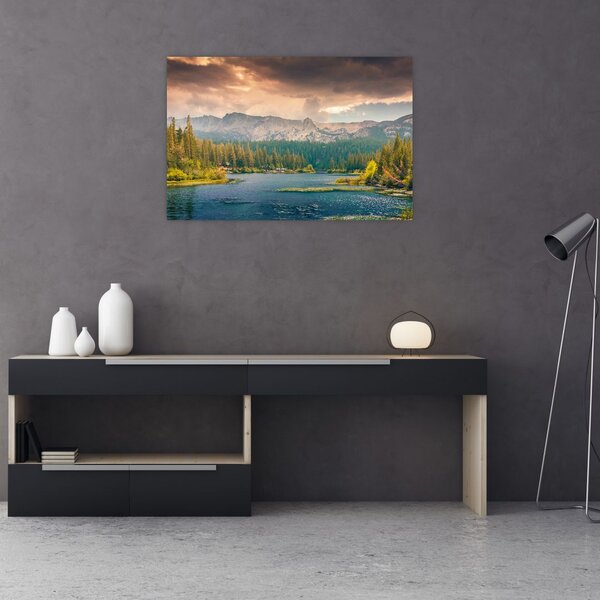 Slika planinske rijeke i planina (90x60 cm)