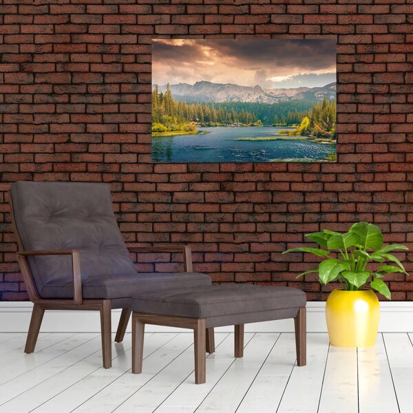 Slika planinske rijeke i planina (90x60 cm)