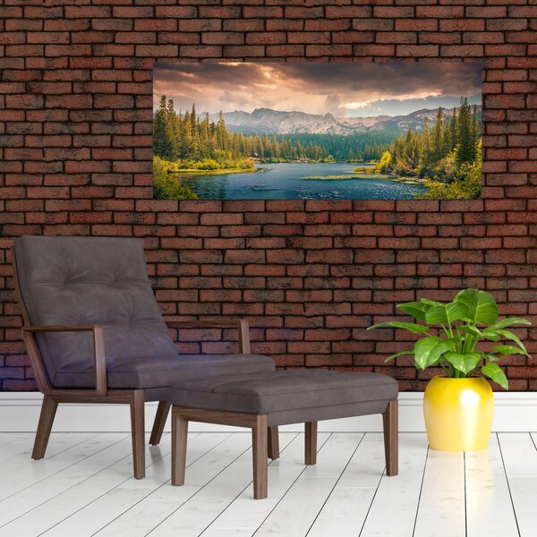 Slika planinske rijeke i planina (120x50 cm)