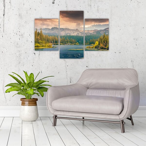 Slika planinske rijeke i planina (90x60 cm)