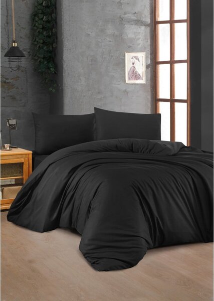 Crna pamučna posteljina za krevet za jednu osobu 140x200 cm – Mijolnir