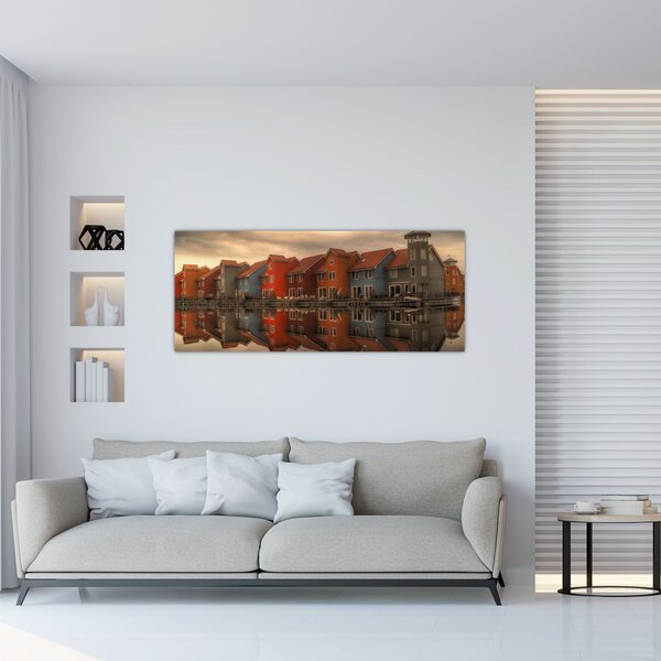 Slika živopisnih kuća (120x50 cm)