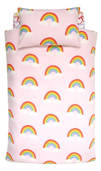 Flanelska dječja posteljina za krevet za jednu osobu 135x200 cm Rainbow Hearts – Catherine Lansfield