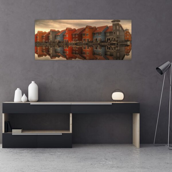 Slika živopisnih kuća (120x50 cm)