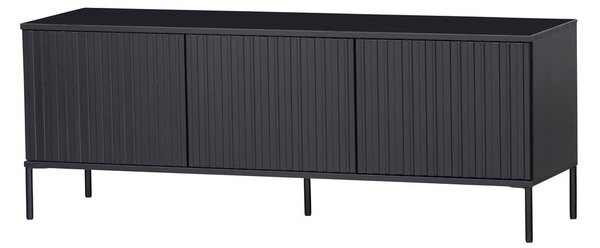 Crna TV komoda od masivnog bora 150x56x44 cm Gravure – WOOOD