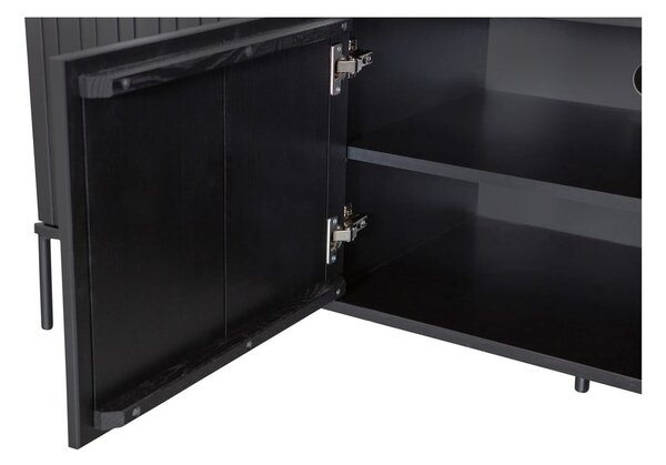 Crna TV komoda od masivnog bora 150x56x44 cm Gravure – WOOOD