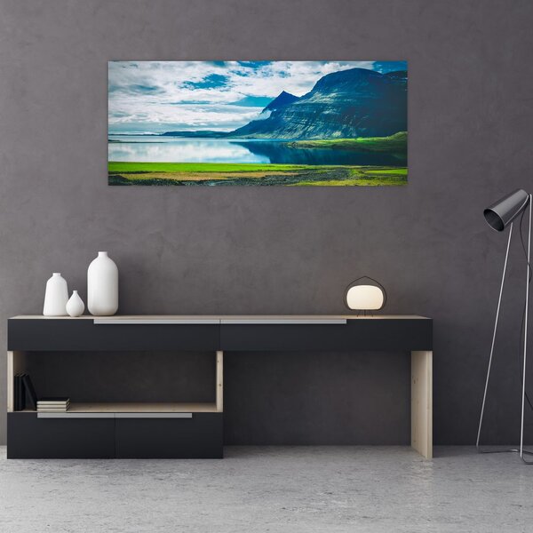 Slika jezera s planinama (120x50 cm)