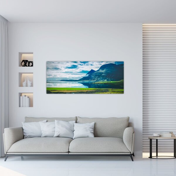 Slika jezera s planinama (120x50 cm)