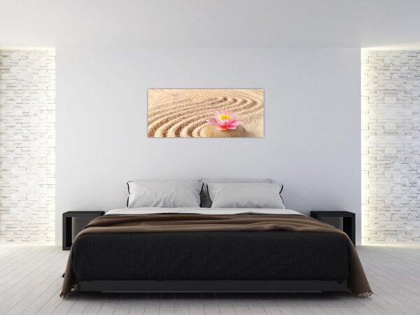 Slika kamena s cvijetom na pijesku (120x50 cm)