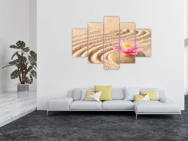 Slika kamena s cvijetom na pijesku (150x105 cm)
