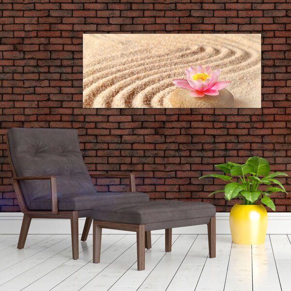 Slika kamena s cvijetom na pijesku (120x50 cm)