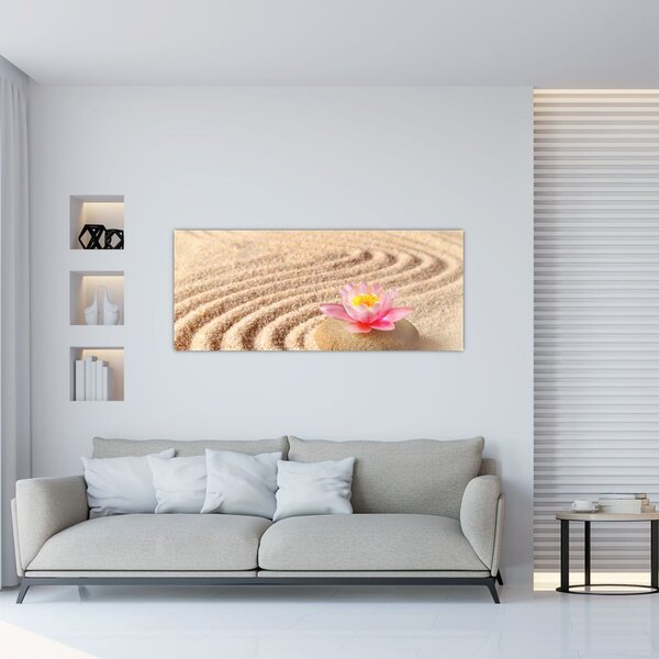 Slika kamena s cvijetom na pijesku (120x50 cm)