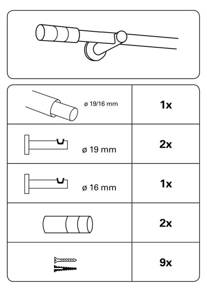 Metalna rastezljiva karniša 120 - 210 cm Kreta - Gardinia