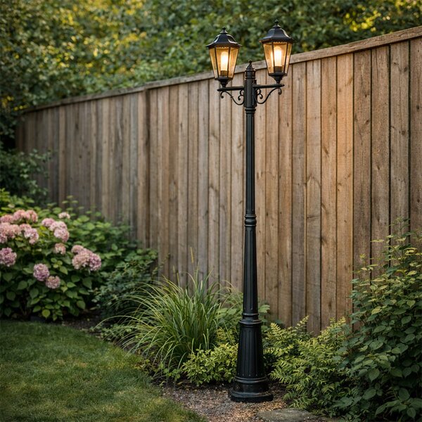 Crna vanjska lampa 220 cm 2-svjetla IP44 - Havana