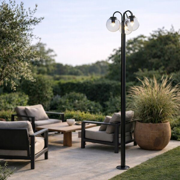 Lampion crni s plastikom 200 cm 3-svjetla IP44 - Sfera