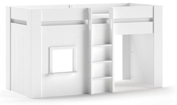 Bijeli podignuti dječji krevet od masivnog bora 90x200 cm RENO – Vipack