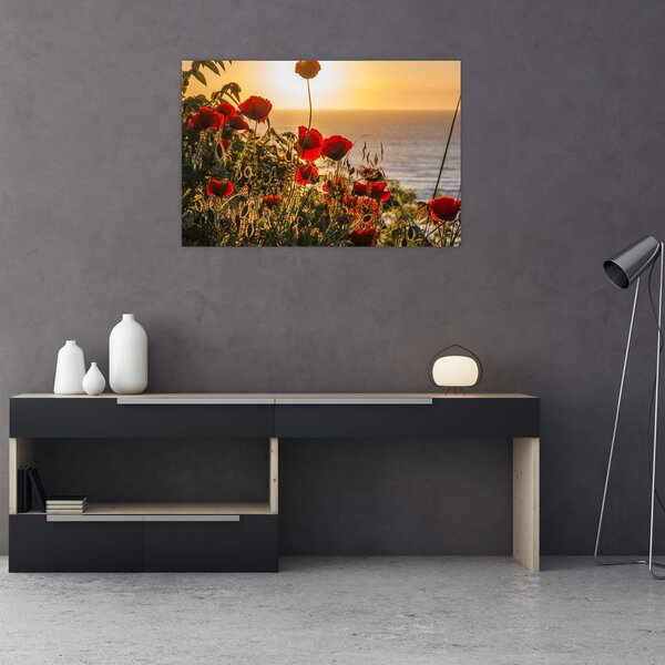 Slika zalaska sunca s makovima (90x60 cm)