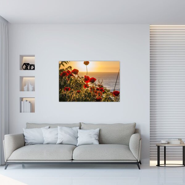 Slika zalaska sunca s makovima (90x60 cm)