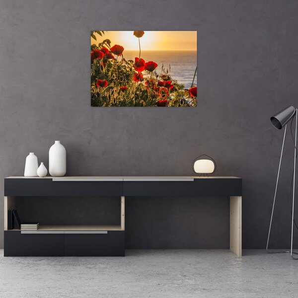 Slika zalaska sunca s makovima (70x50 cm)
