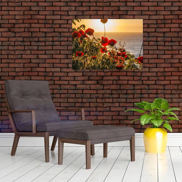 Slika zalaska sunca s makovima (70x50 cm)