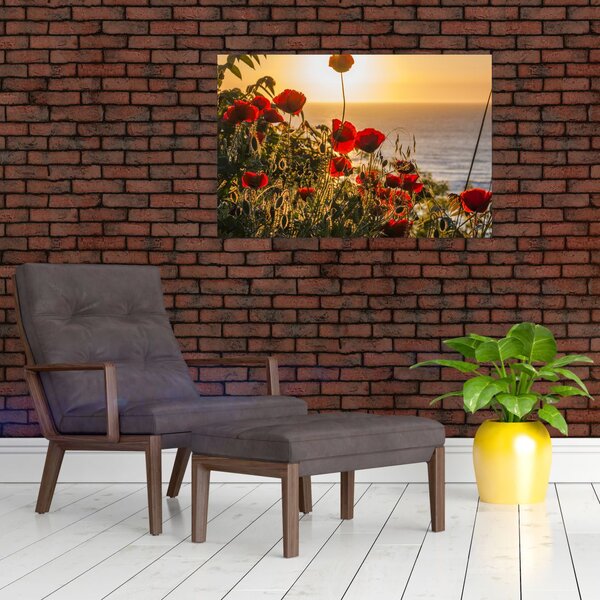 Slika zalaska sunca s makovima (90x60 cm)
