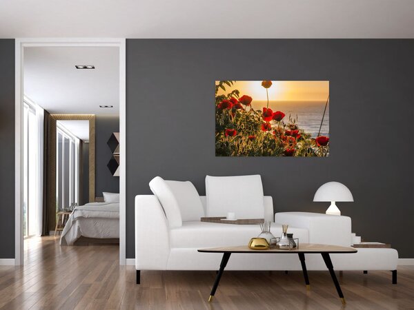 Slika zalaska sunca s makovima (90x60 cm)