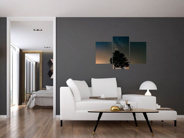 Slika noćnog neba s drvećem (90x60 cm)
