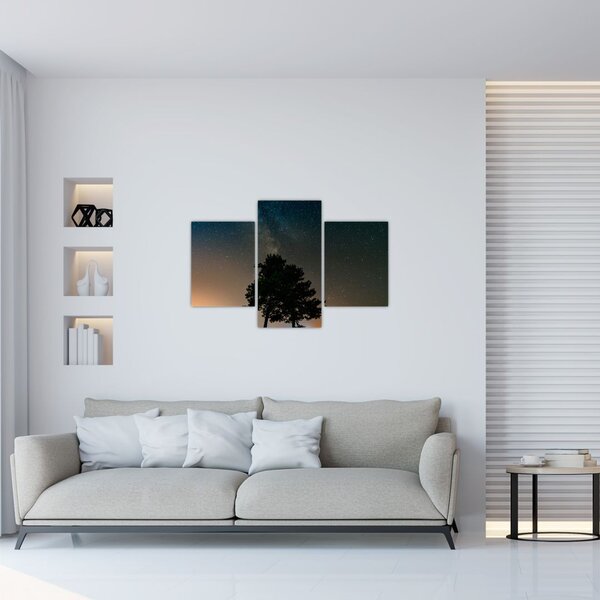 Slika noćnog neba s drvećem (90x60 cm)