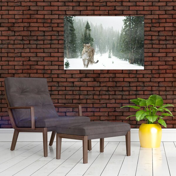 Slika leoparda u snijegu (90x60 cm)