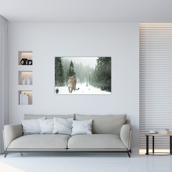 Slika leoparda u snijegu (90x60 cm)