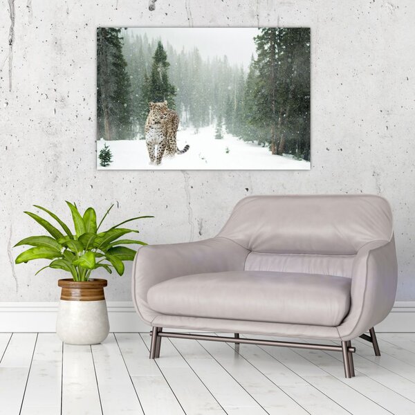 Slika leoparda u snijegu (90x60 cm)