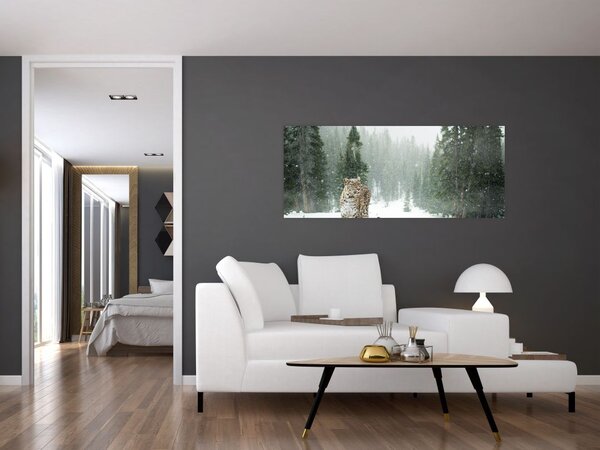 Slika leoparda u snijegu (120x50 cm)