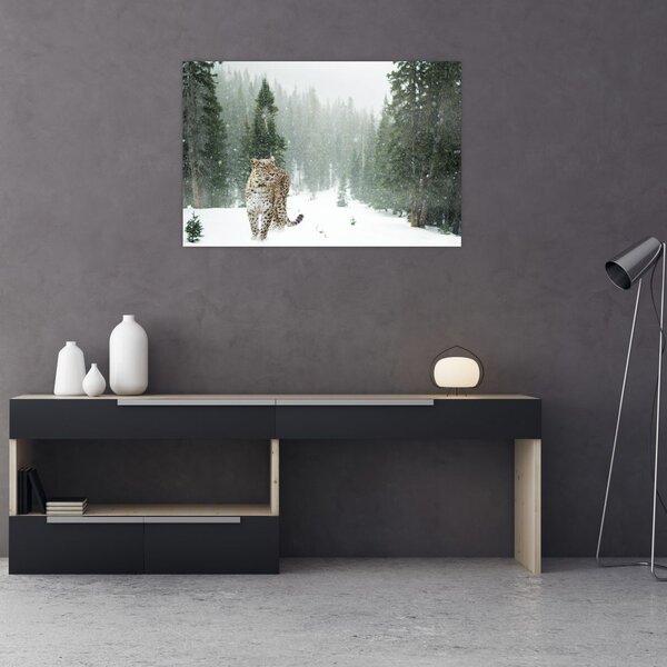 Slika leoparda u snijegu (90x60 cm)