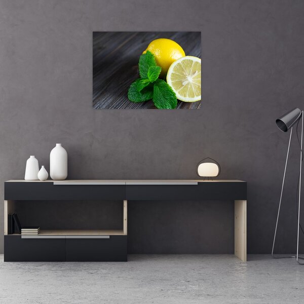 Slika limuna i mente na stolu (70x50 cm)