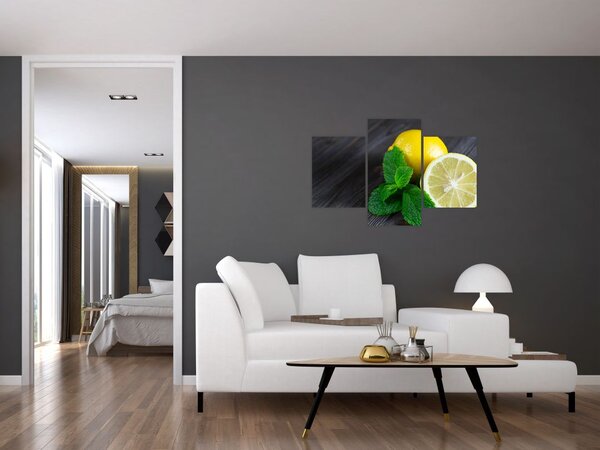 Slika limuna i mente na stolu (90x60 cm)