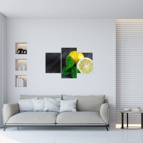 Slika limuna i mente na stolu (90x60 cm)