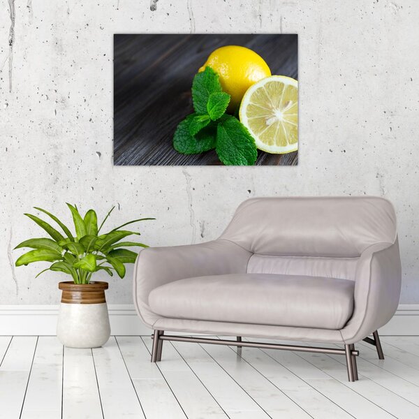 Slika limuna i mente na stolu (70x50 cm)