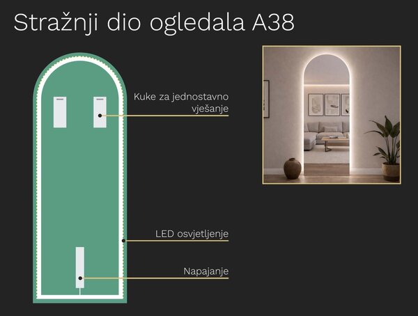 Netipično ogledalo s LED osvjetljenjem A38 35×93