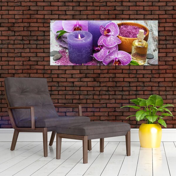 Slika orhideja i svijeća (120x50 cm)