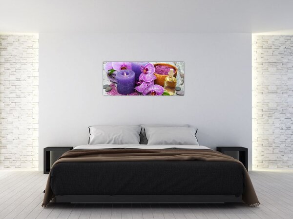Slika orhideja i svijeća (120x50 cm)