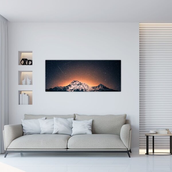 Slika noćnog neba s planinom (120x50 cm)