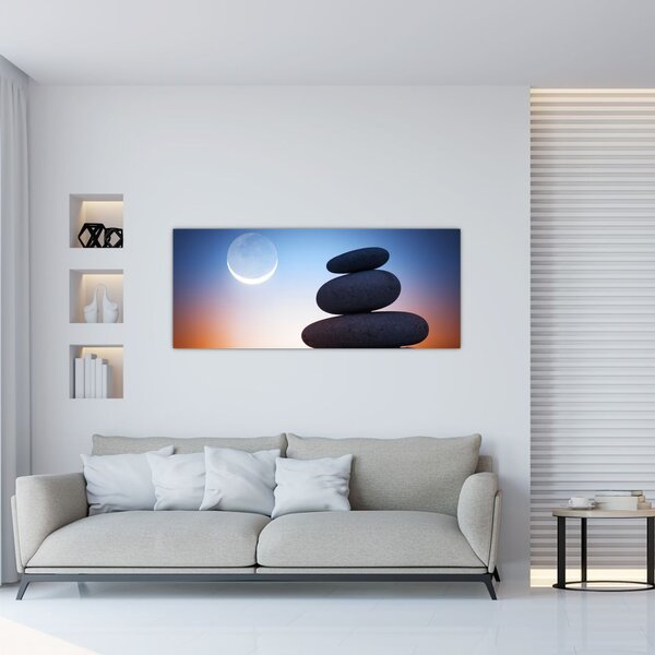 Slika naslaganog kamenja jedno na drugo (120x50 cm)