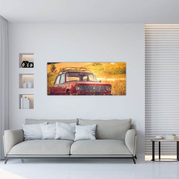 Slika automobila u polju (120x50 cm)