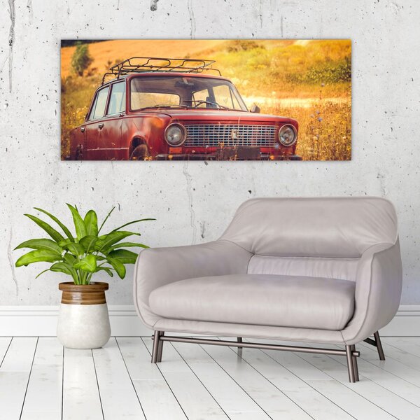 Slika automobila u polju (120x50 cm)