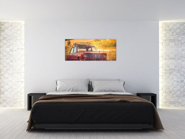 Slika automobila u polju (120x50 cm)