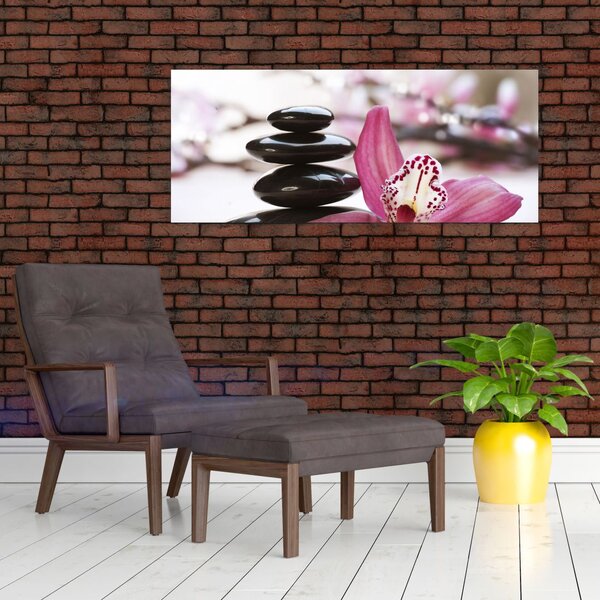 Slika kamenja za masažu i orhideje (120x50 cm)