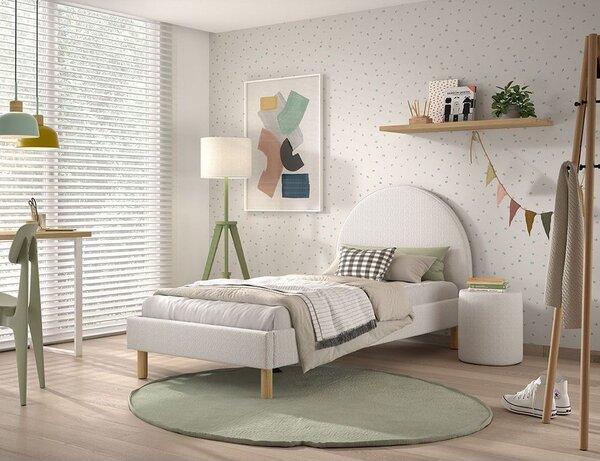 Bijeli tapecirani krevet s podnicom 90x200 cm MOON – Vipack